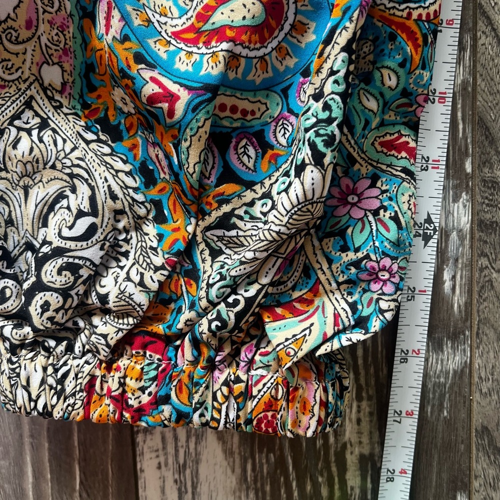 Cupshe Paisley Smocked Waist Tapered Leg Cover-Up Pants - Picture 9 of 10